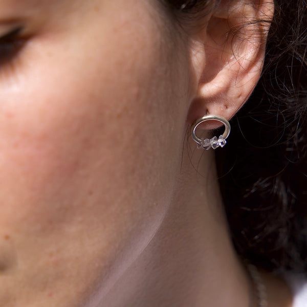 Orbit Earrings in Herkimer Diamond - Alkisti Jewelry