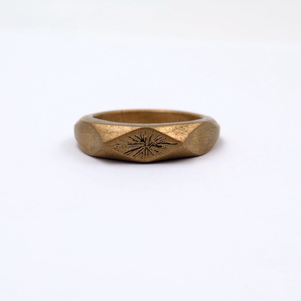 Sun Temple Signet Ring in Bronze/Silver - Alkisti Jewelry