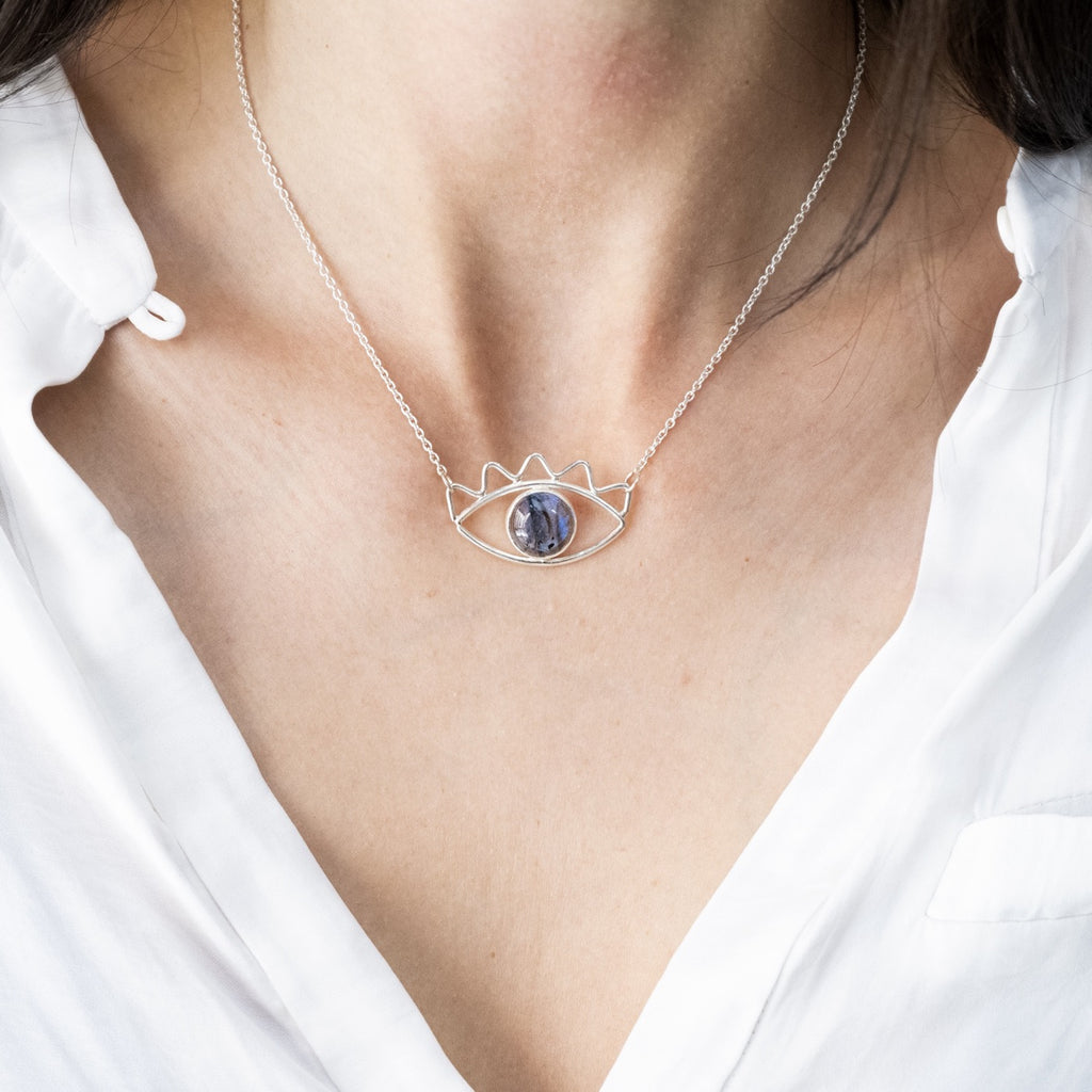 Cute Eye 1 Necklace in Labradorite - Alkisti Jewelry