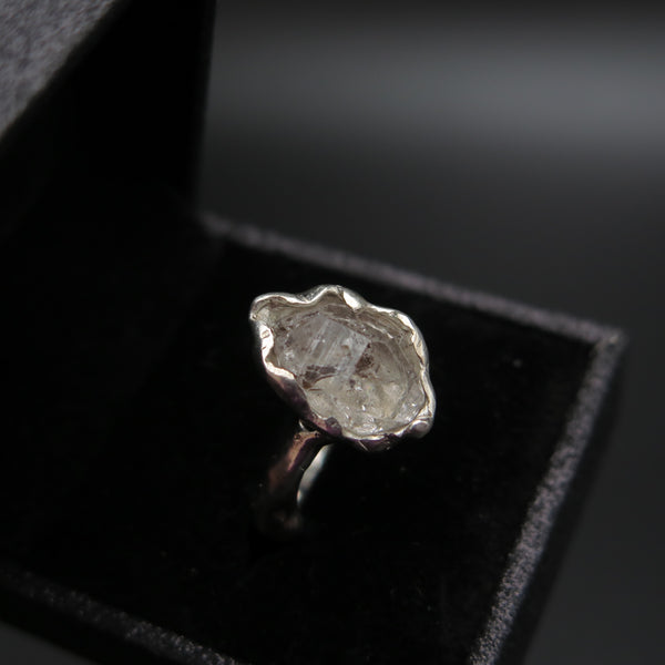 HD3 sculpture ring in Silver & Herkimer Diamond N.54