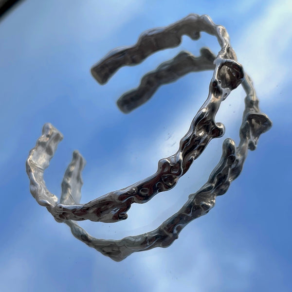 Stormy sculptural silver bracelet