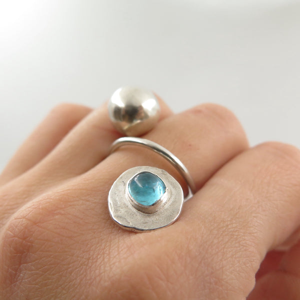 Omelette Ring in Silver & Apatite