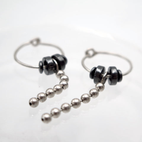 Bubble chain tail Silver Hoops - Alkisti Jewelry