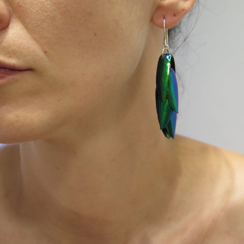 Tropicana Green Scarab Earrings - Alkisti Jewelry