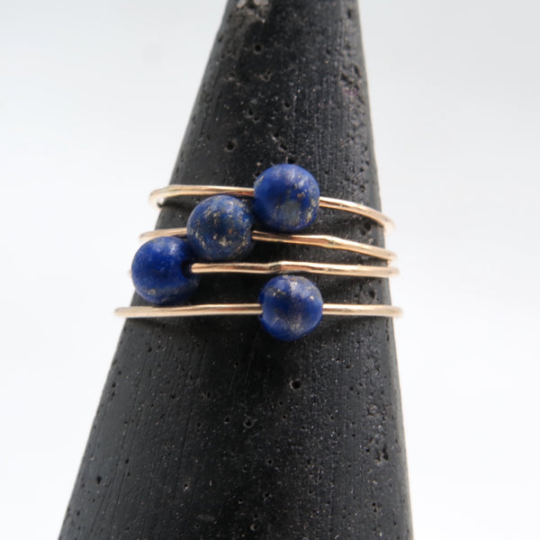 Planitaki Ring in 14K Gold & Lapis Lazuli - Alkisti Jewelry