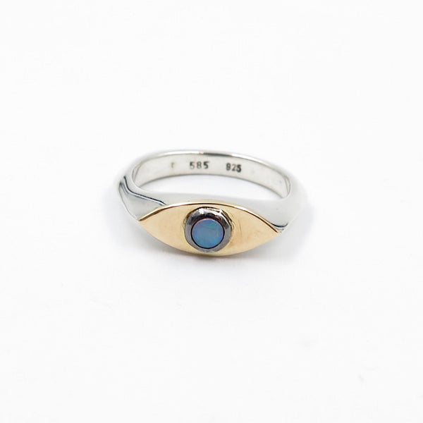 The Supreme Eye Signet in Silver, 14K Gold & Opal