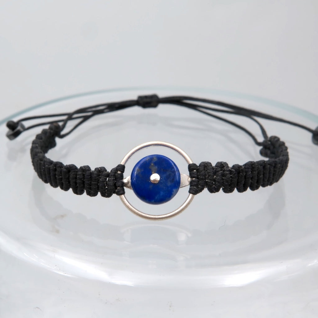 Space Eye Bracelet in Silver & Lapis Lazuli or Malachite - Alkisti Jewelry