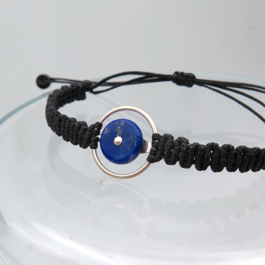 Space Eye Bracelet in Silver & Lapis Lazuli or Malachite - Alkisti Jewelry