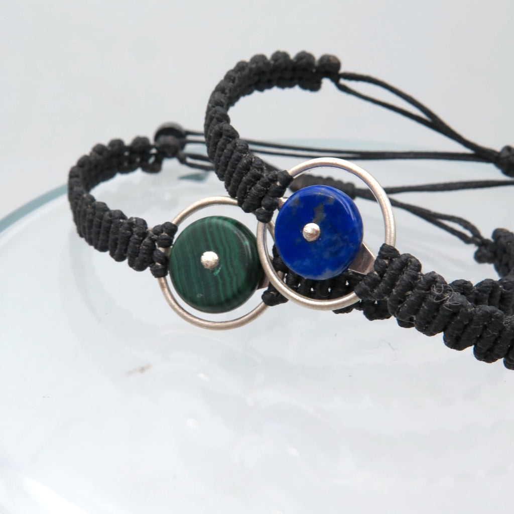 Space Eye Bracelet in Silver & Lapis Lazuli or Malachite - Alkisti Jewelry