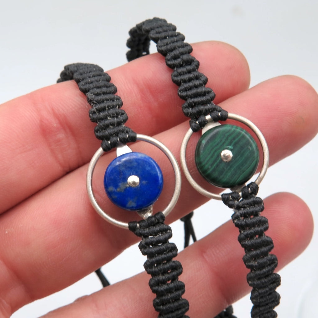 Space Eye Bracelet in Silver & Lapis Lazuli or Malachite - Alkisti Jewelry