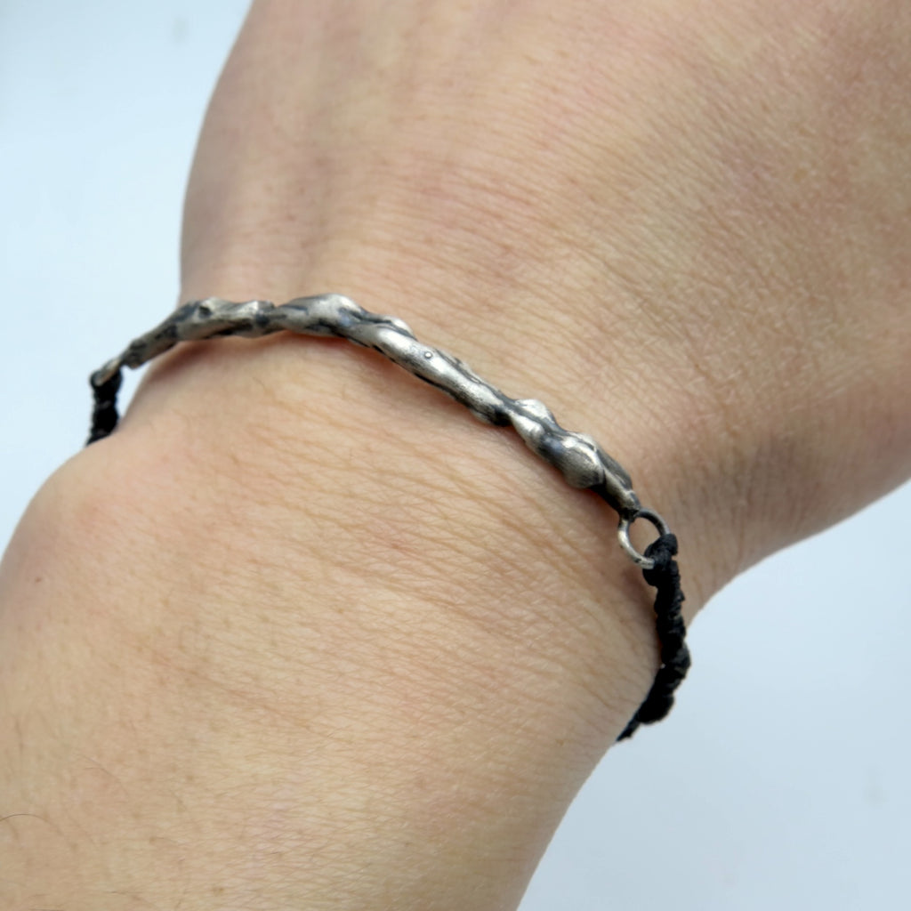 Wave Sculptural Silver Bracelet - Alkisti Jewelry