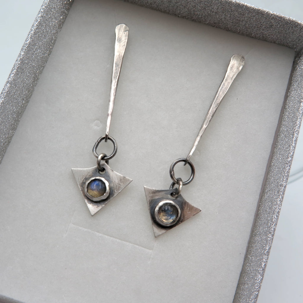 Velos Silver Earrings in Labradorite - Alkisti Jewelry