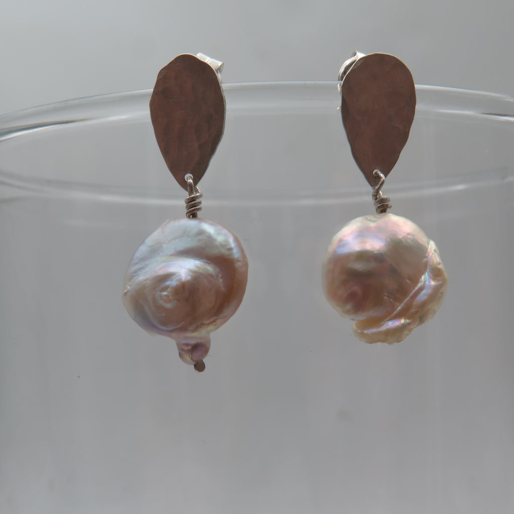 Baroque Pearl Silver Earrings - Alkisti Jewelry