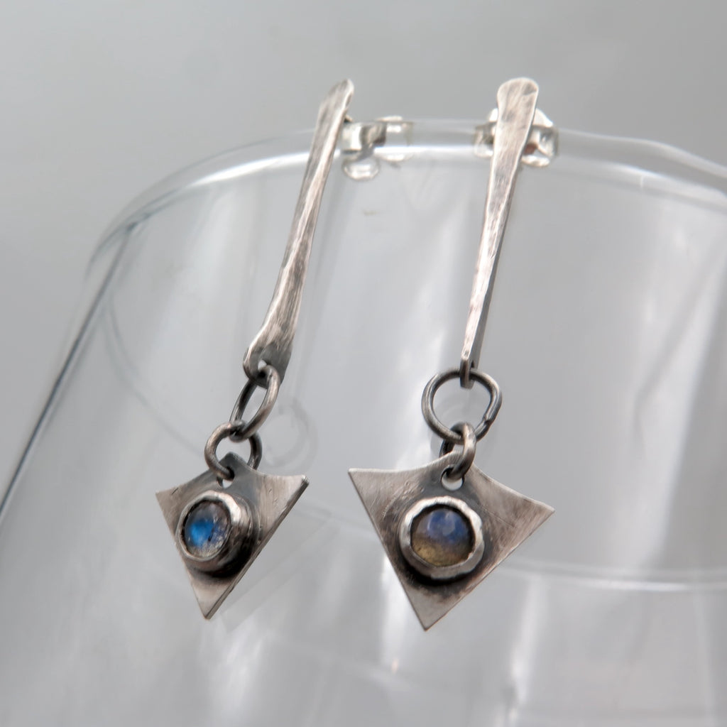 Velos Silver Earrings in Labradorite - Alkisti Jewelry