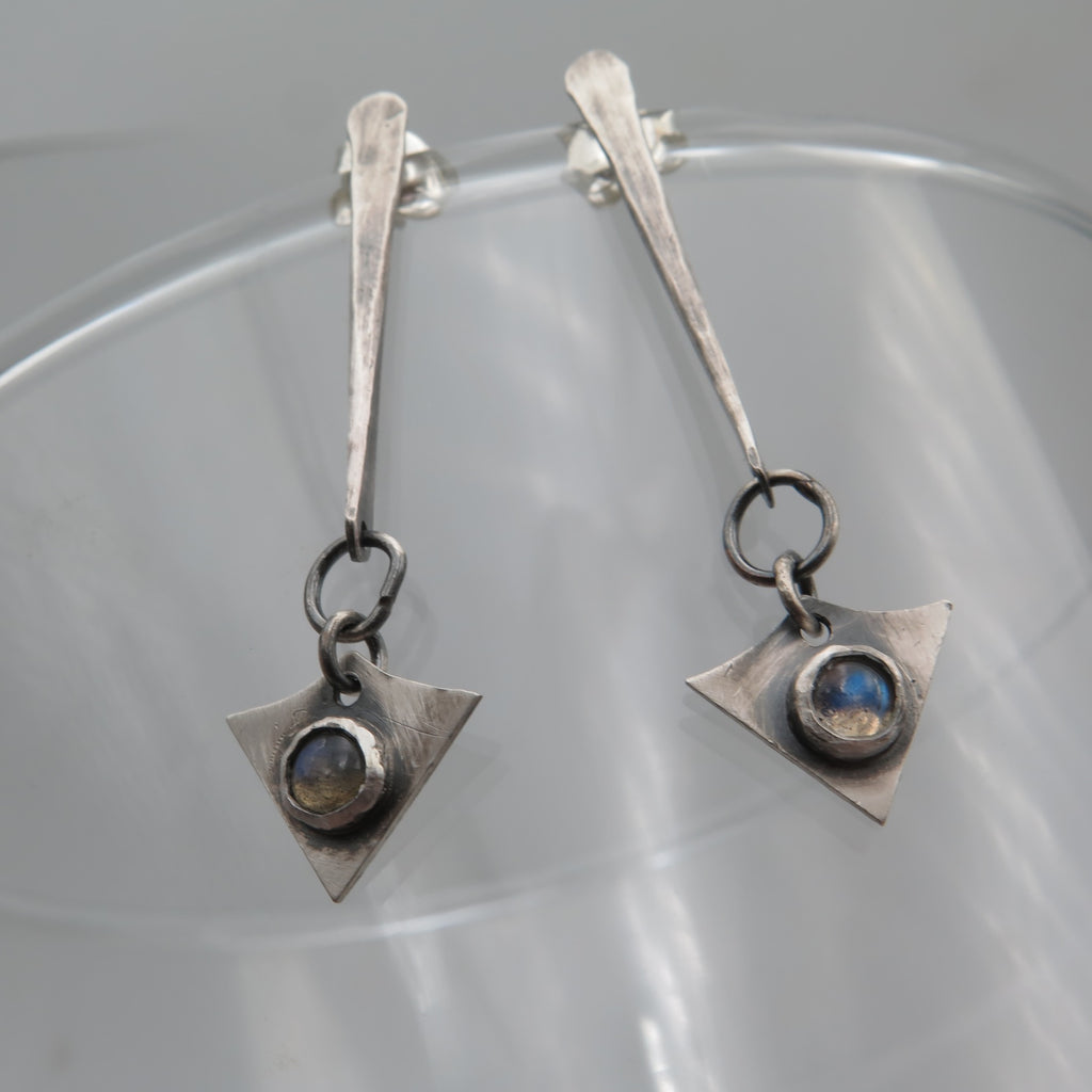 Velos Silver Earrings in Labradorite - Alkisti Jewelry