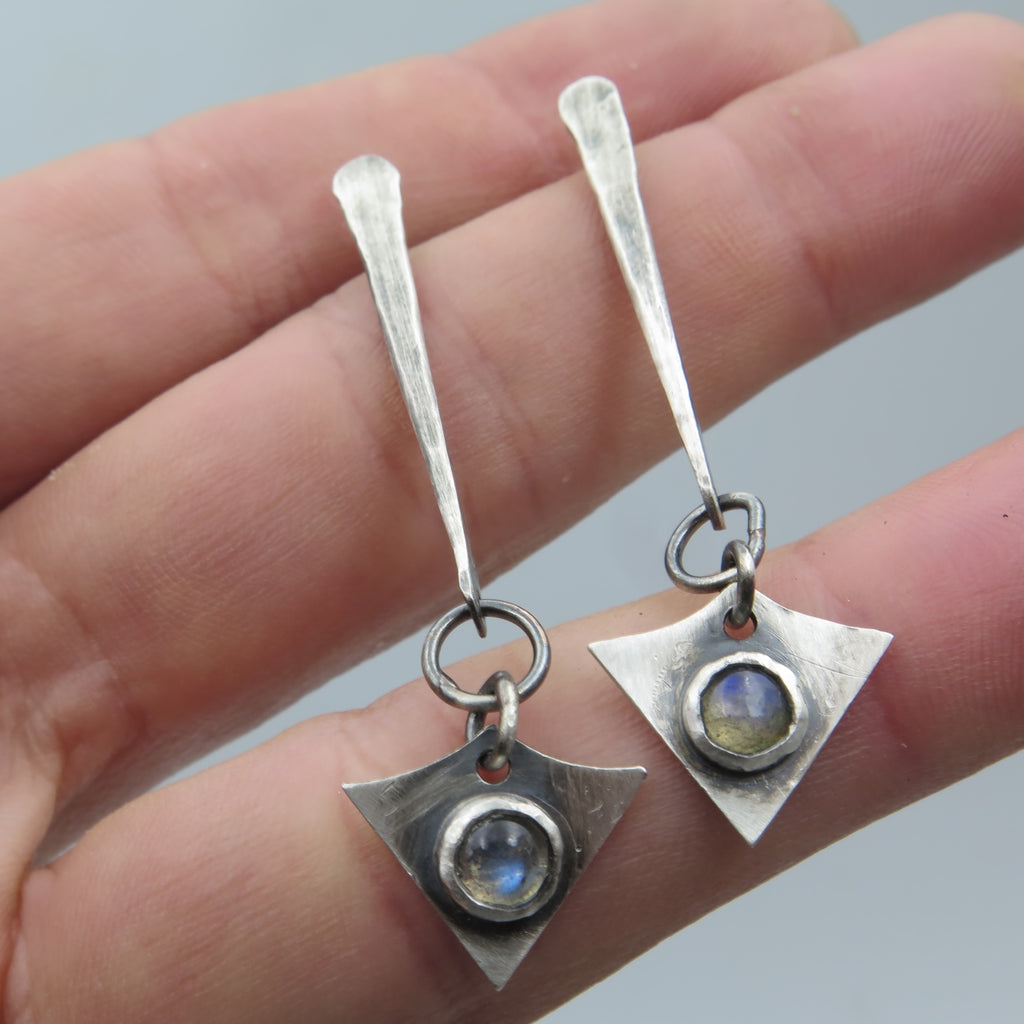 Velos Silver Earrings in Labradorite - Alkisti Jewelry