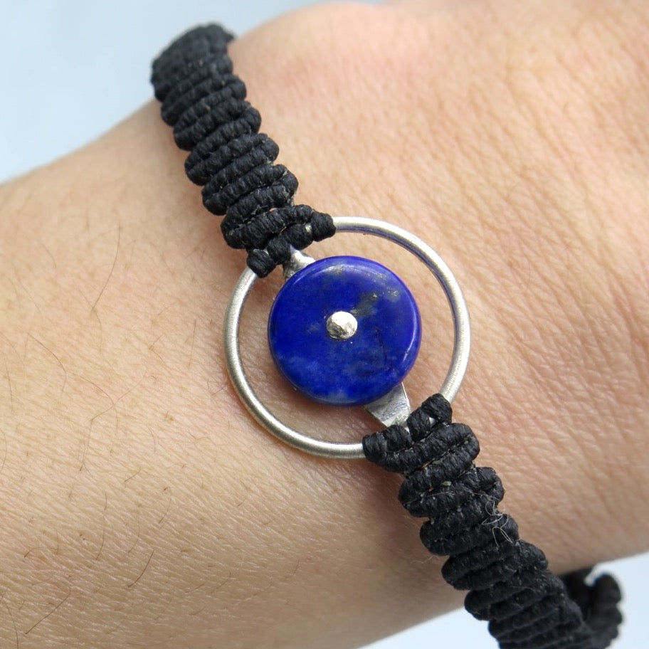 Space Eye Bracelet in Silver & Lapis Lazuli or Malachite - Alkisti Jewelry