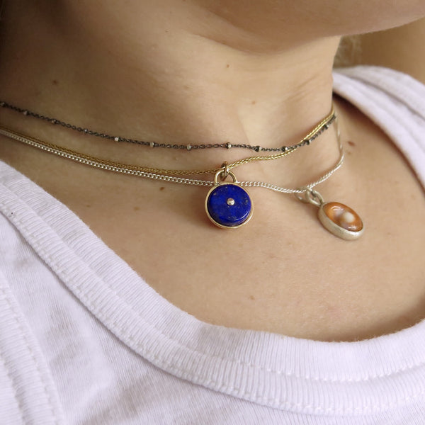 Lux Tentacle 14K Gold Pendant with Lapis Lazuli - Alkisti Jewelry