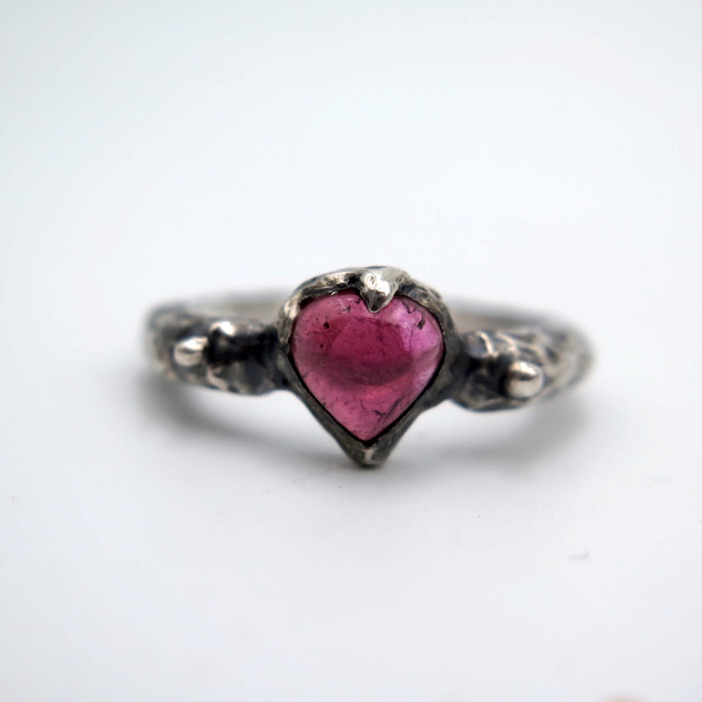 Aphrodite silver Ring in Pink Tourmaline Heart - Alkisti Jewelry