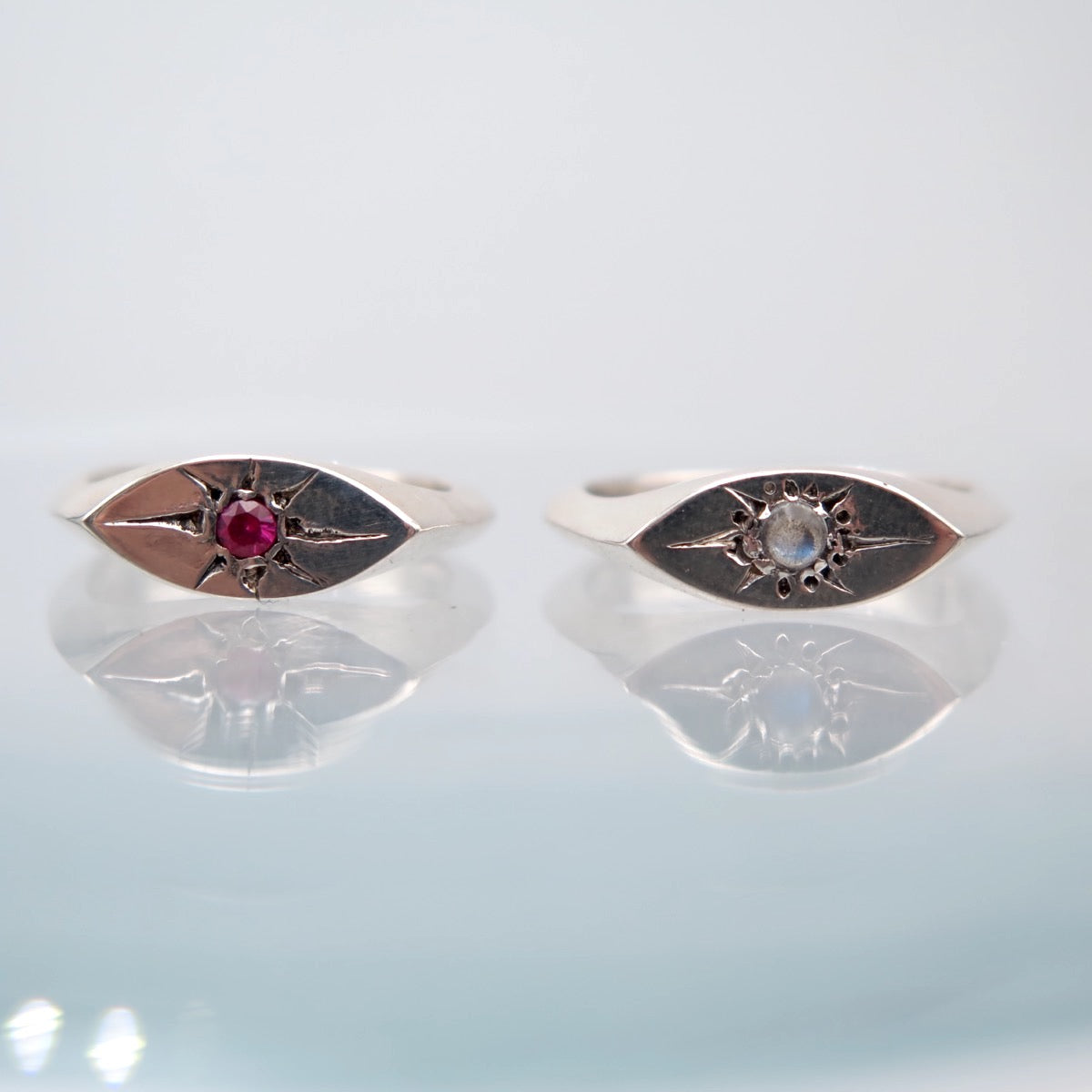 Sparkling Eye Silver Signet Ring - Alkisti Jewelry