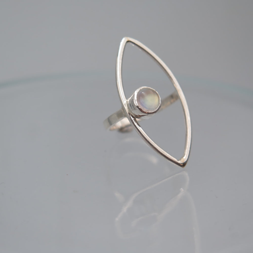Open Eye Silver Ring in Moonstone - Alkisti Jewelry