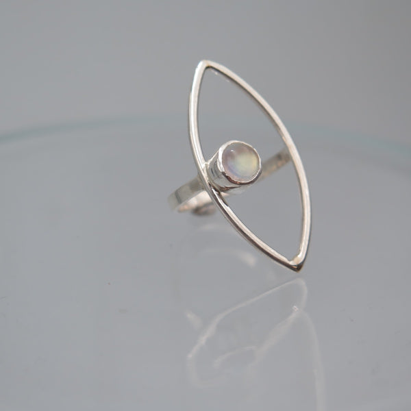 Open Eye Silver Ring in Moonstone - Alkisti Jewelry