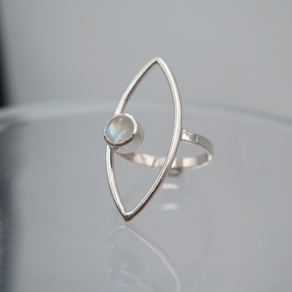 Open Eye Silver Ring in Moonstone - Alkisti Jewelry