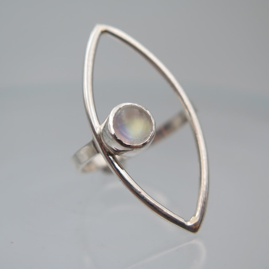 Open Eye Silver Ring in Moonstone - Alkisti Jewelry