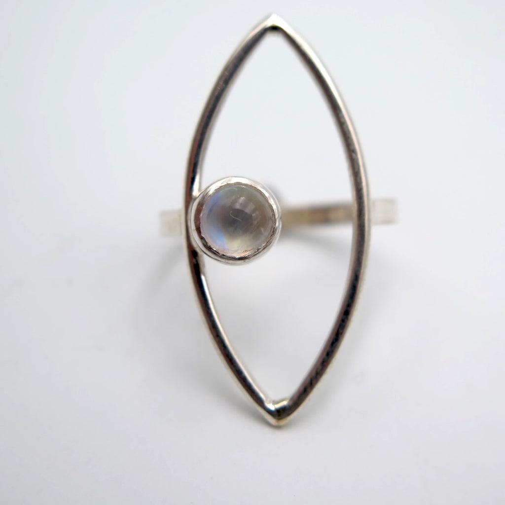 Open Eye Silver Ring in Moonstone - Alkisti Jewelry