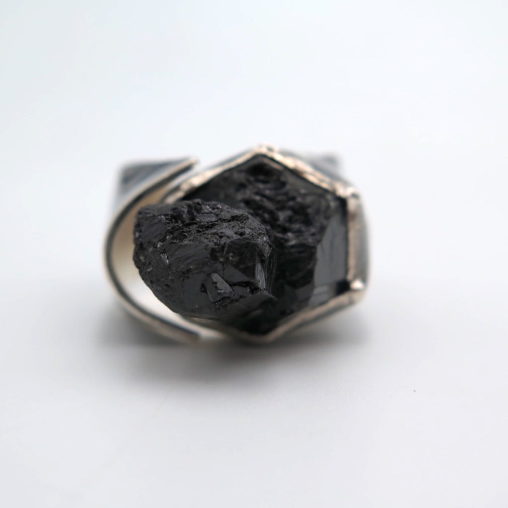 Monolith Silver ring in Black Tourmaline - Alkisti Jewelry