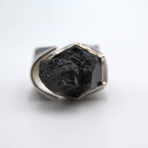 Monolith Silver ring in Black Tourmaline - Alkisti Jewelry