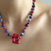 Cuba Libre with Blue Sodalite & Red Coral beaded Necklace