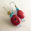 Red Coral Beaded Earrings