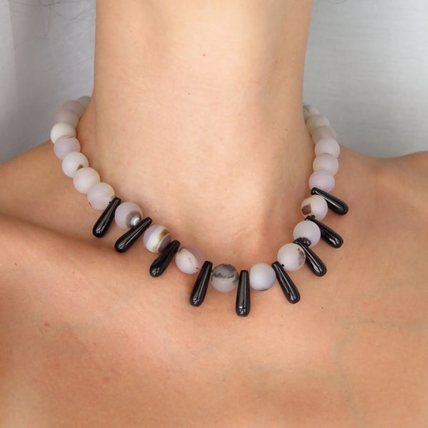 Beaded necklace Agate & Onyx