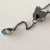 Black Cat Tourmaline Necklace Lariat with Amazonite Drop in Silver