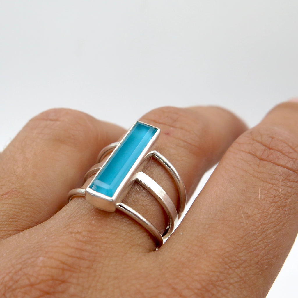 Ocean ring in Silver & Chrysocolla gemstone