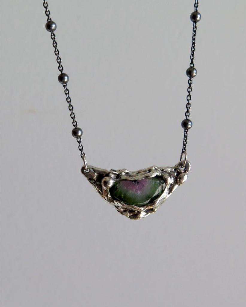 Sling Necklace in Silver & Tourmaline