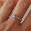 Petite Solitaire Ring in Silver & Labradorite