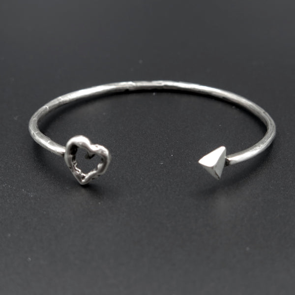 Eros Bracelet with a Rustic Silver Heart