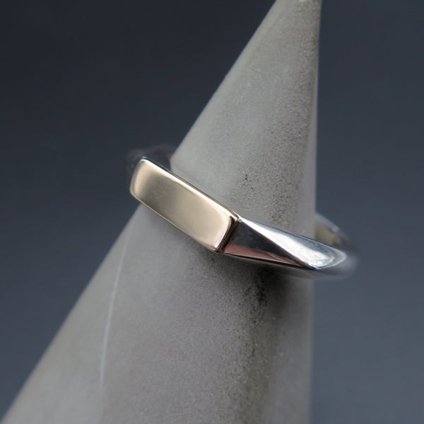 Fine Polyslim Signet Ring in Silver & Gold 14K