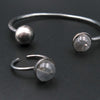 Black Sphere Bracelet in Silver & Quartz