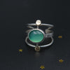 Gladiator in silver, 14K recycled Gold and green Agate