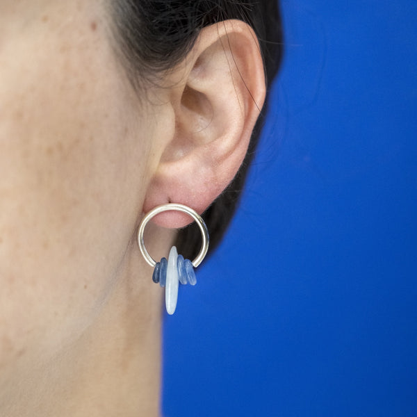 Orbit Earrings in Kyanite & Aquamarine - Alkisti Jewelry