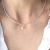 Flying Pearl Necklace in Silver & Pearl - Alkisti Jewelry