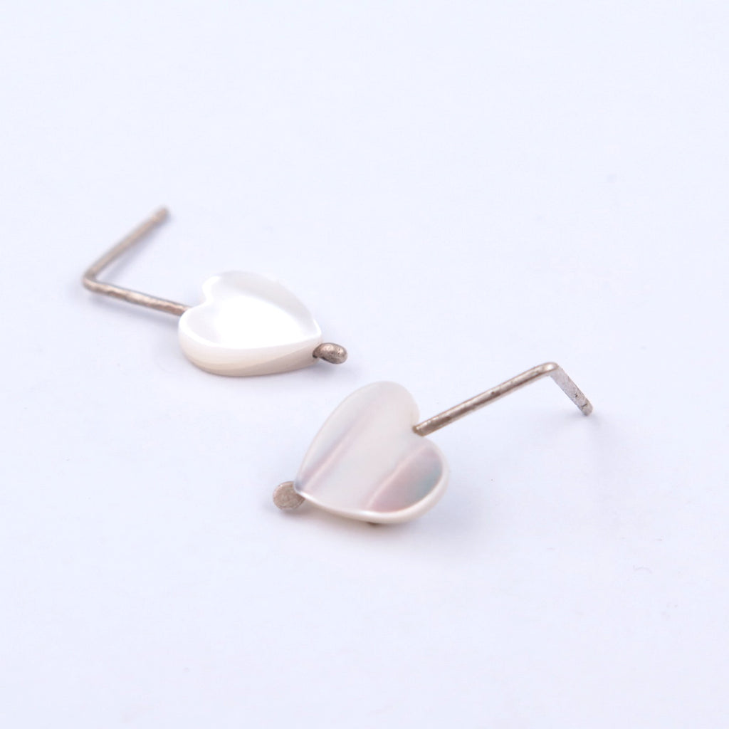 Heart Studs in Silver & Mother of Pearl - Alkisti Jewelry