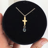 Cross Fine Pendant in 14K Gold & Topaz - Alkisti Jewelry