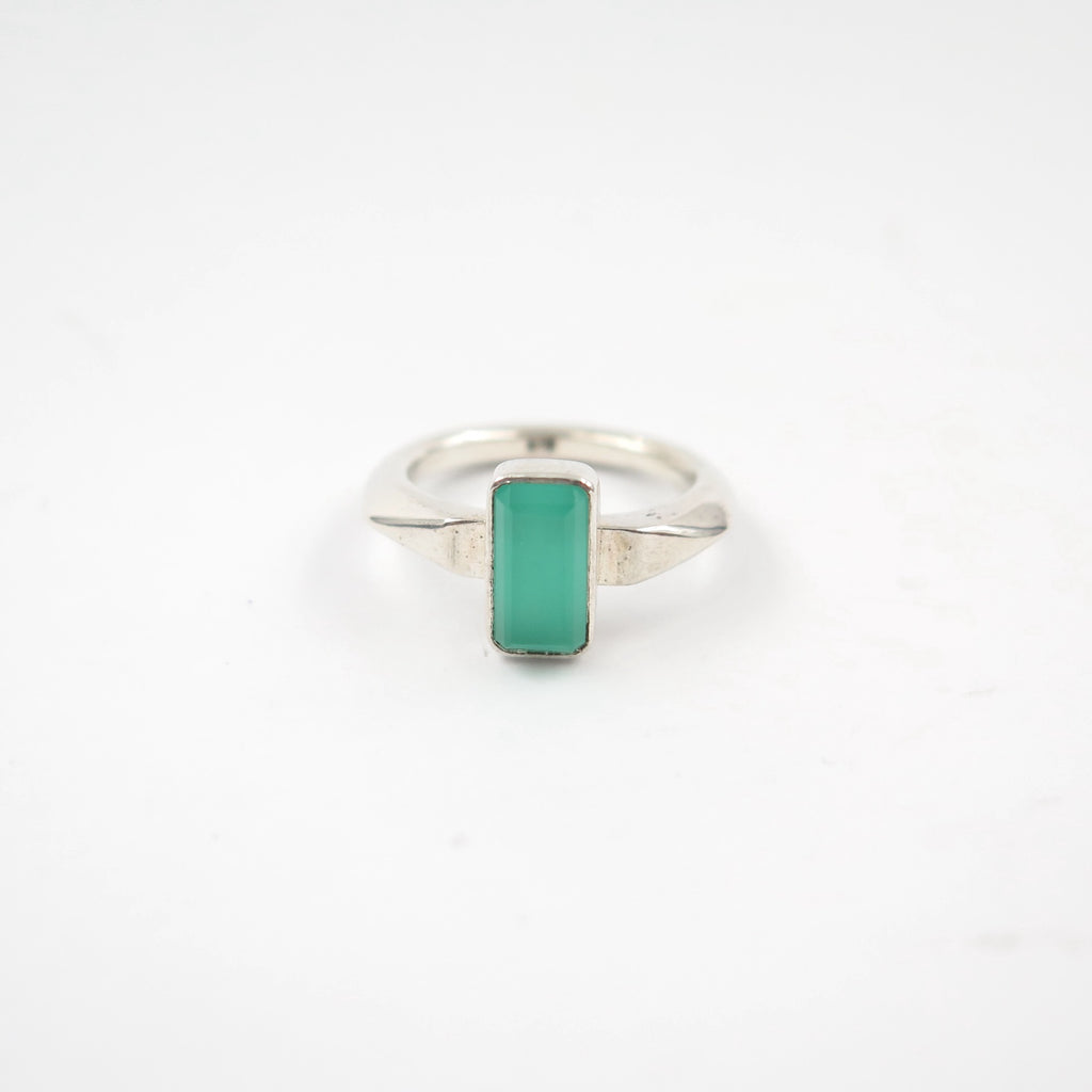 Blue Poly Slim ring with gemstone - Alkisti Jewelry