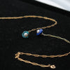 Golden Chain Bracelet with blue stones - Alkisti Jewelry