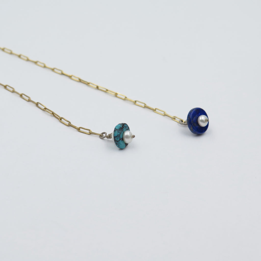 Golden Chain Bracelet with blue stones - Alkisti Jewelry