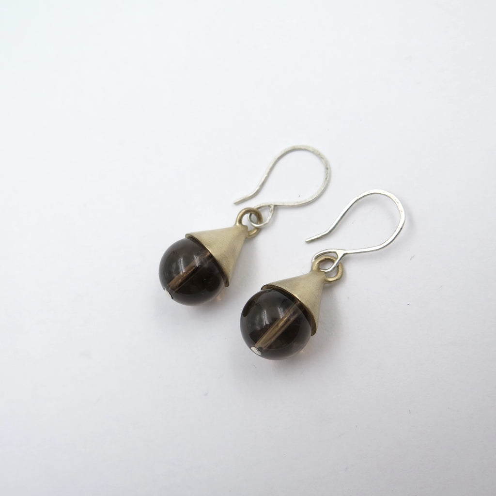 Droplet Earrings in Smoke Quartz - Alkisti Jewelry
